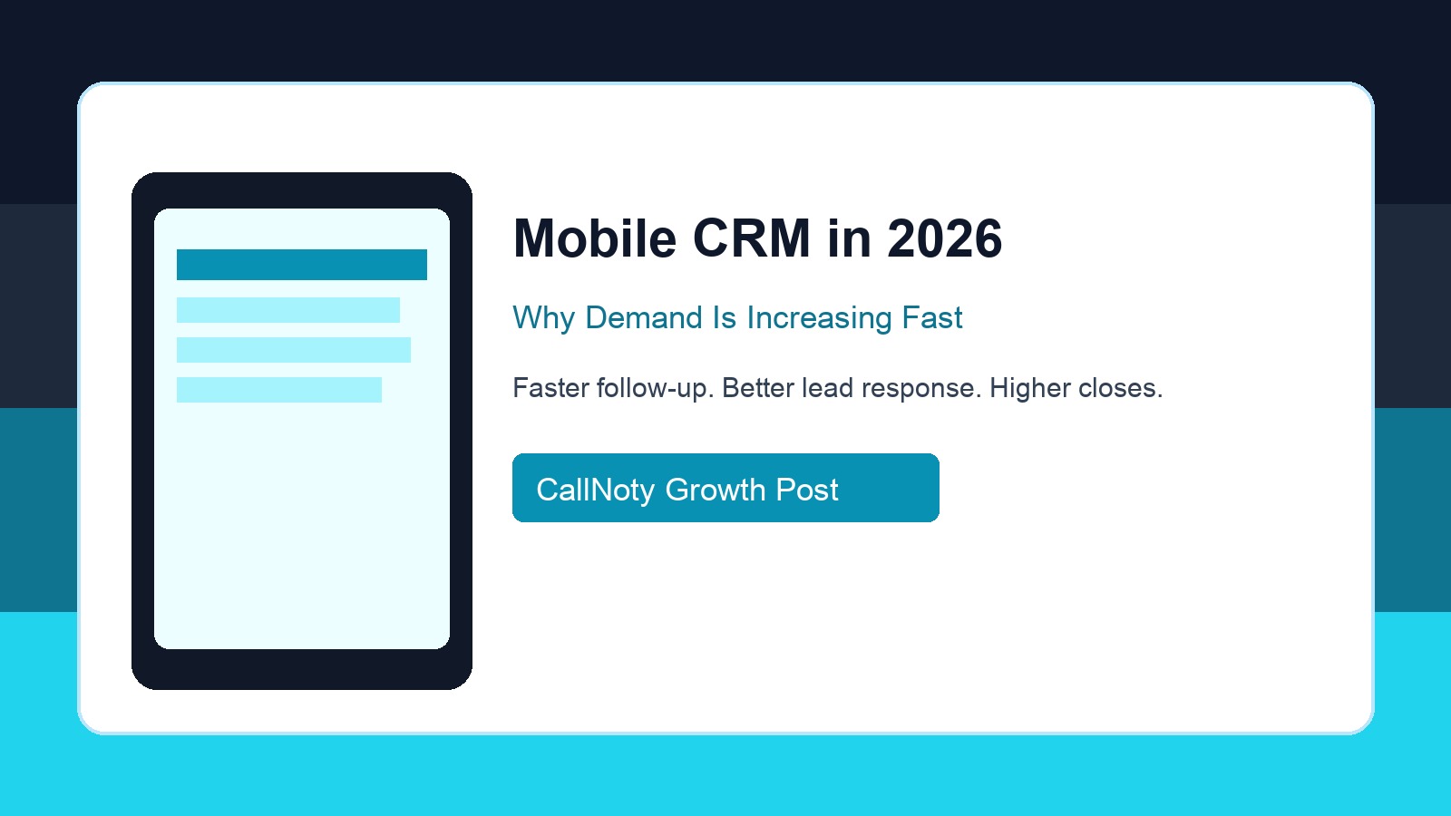 Mobile CRM in 2026 demand growth chart and phone-based lead management workflow